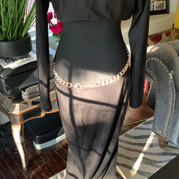 COPY - Akira black maxi dress w gold waist chain - Picture 10 of 11